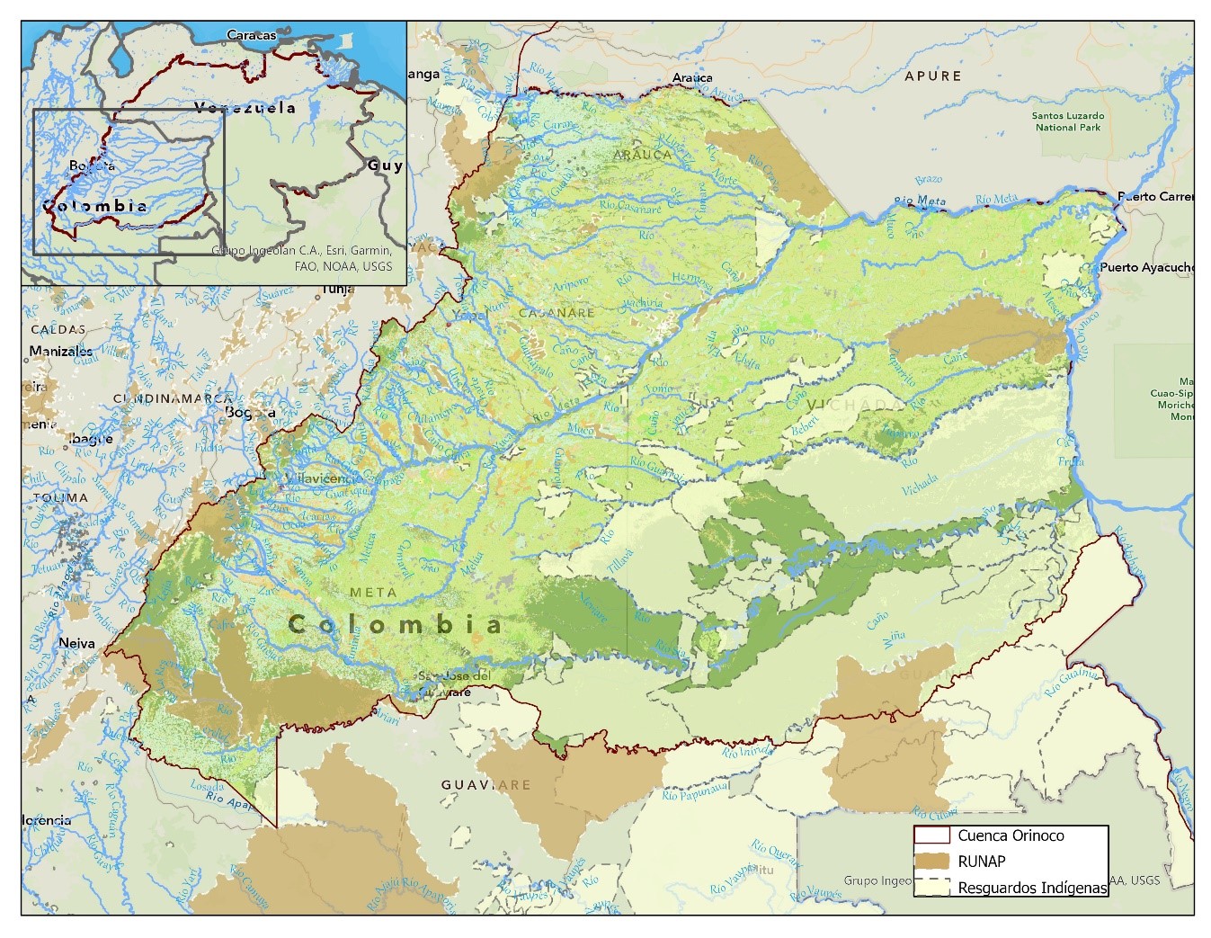 Cuenca del Río Orinoco Colombiana. Resguardos y Áreas Protegidas - Fundación Etnollano